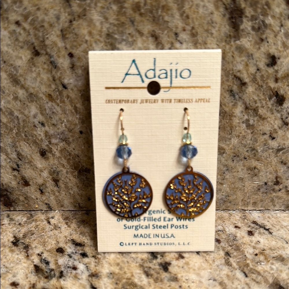 Adajio Blue and Gold Earrings NWT